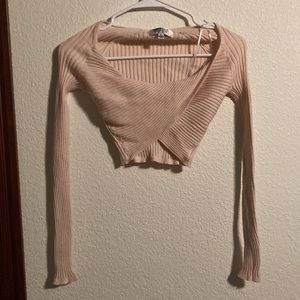 NWOT Crossed Hearts Crop Top in Beige